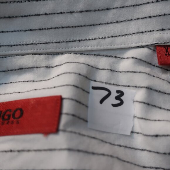 Mens Hugo Boss White, Black Striped Button Down Top XL - Picture 11 of 12